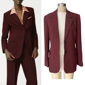 Zara Burgundy Red Tailored Blazer SZ Small